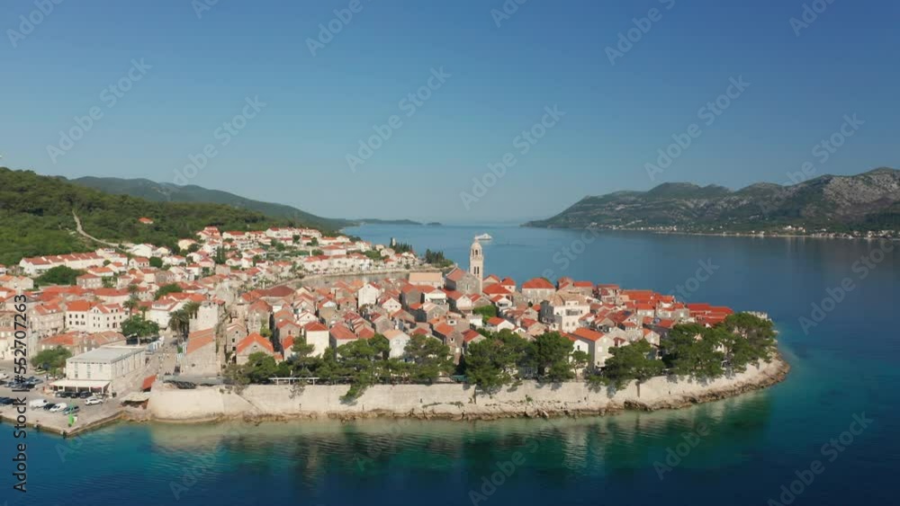 Aerial of Korcula with the Old Town, Croatia Aerial of Korcula with the Old Town, Croatia