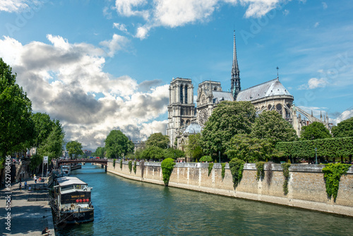 Notre Dame Cathedral from the other Seine side before the fire, Paris