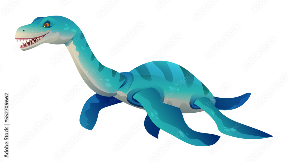Plesiosaurus dinosaur vector illustration isolated on white background