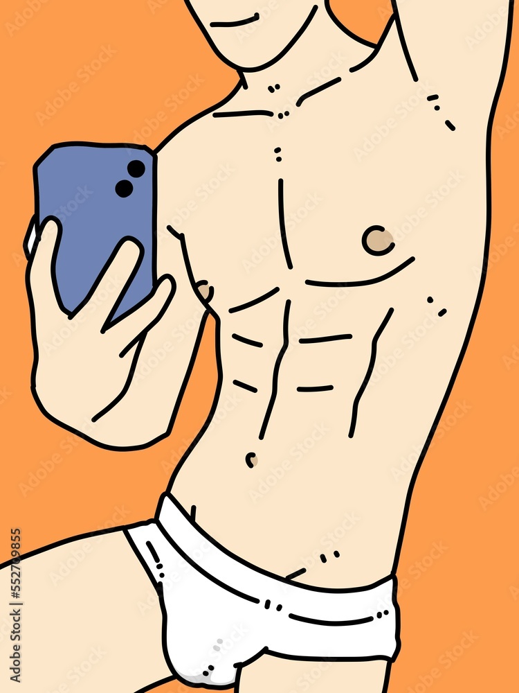 Fototapeta premium body man cartoon on orange background