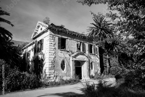 Abandoned former hotel near Dubrovnik, left during Jugoslavian war 1991 photo