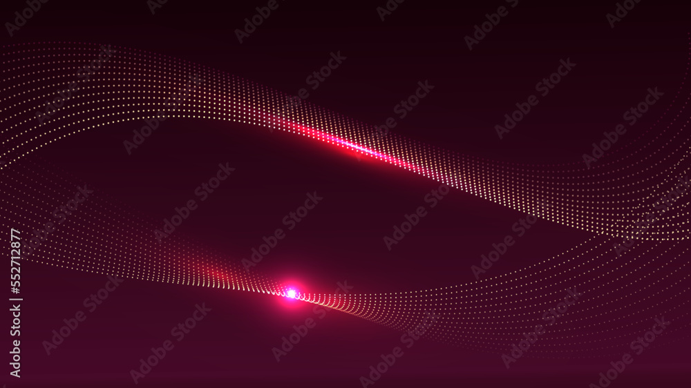 Obraz premium Abstract curve neon glow wave lines elements with glowing light effect on red background.