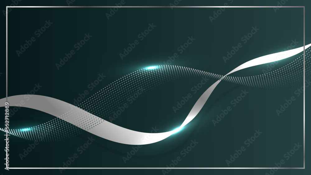 Abstract 3D luxury silver wave ribbon lines elements with frame on ...