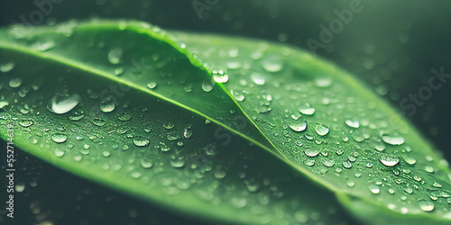 Green leaf background close up view. Nature foliage abstract. Beautifule leave texture. Generative AI.  photo