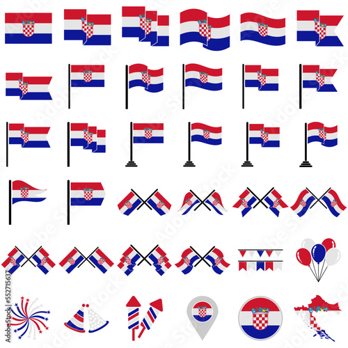independence day of croatia icon set vector sign symbol