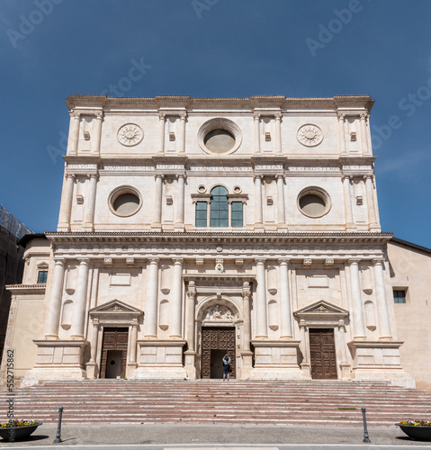 Renaissance portal of basilica of San Bernardino in L'Aquila, Italy photo