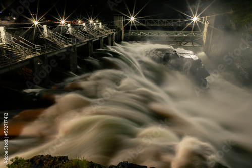 water flowing over the river