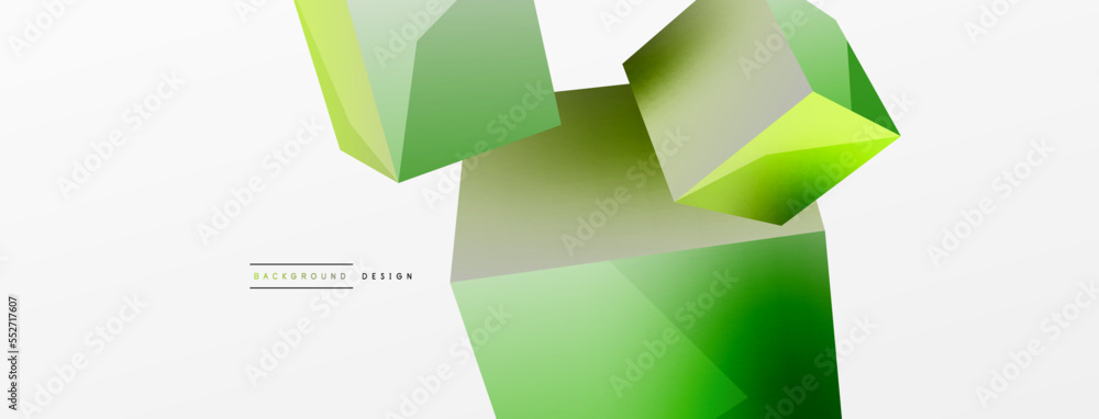 Fototapeta premium 3d cubes vector abstract background. Composition of 3d square shaped basic geometric elements. Trendy techno business template for wallpaper, banner, background or landing