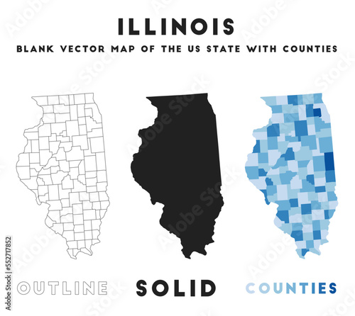 Illinois map. Borders of Illinois for your infographic. Vector US state shape. Vector illustration.