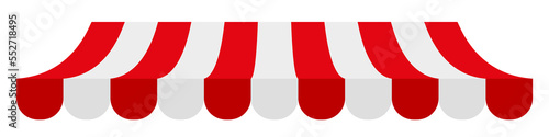 Striped red awning. 3D realistic vector illustration isolated on white