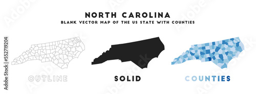 North Carolina map. Borders of North Carolina for your infographic. Vector US state shape. Vector illustration.