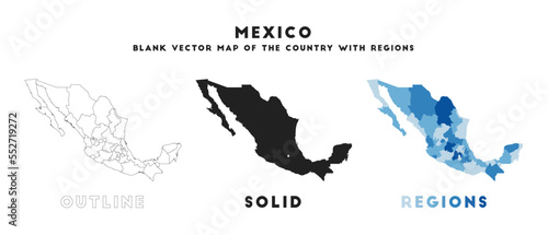 Mexico map. Borders of Mexico for your infographic. Vector country shape. Vector illustration.