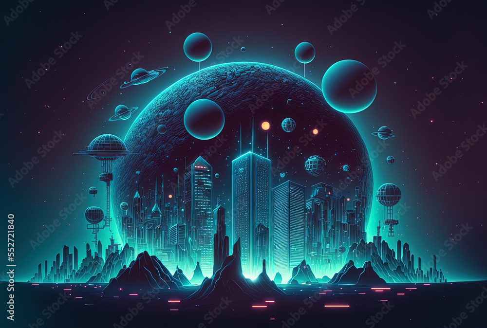 future sci fi capital city and building scene of abstract planet ...
