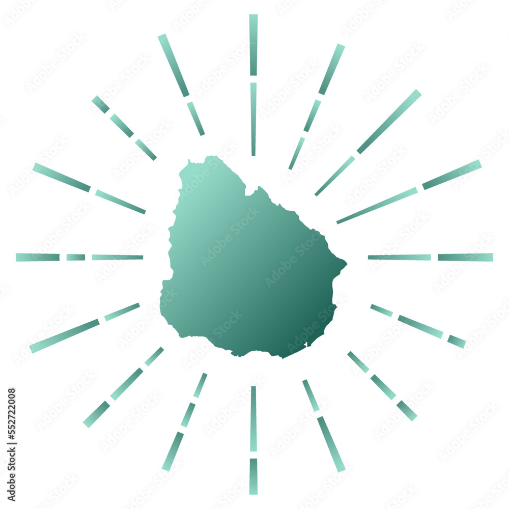 Uruguay gradiented sunburst. Map of the country with colorful star rays. Uruguay illustration in digital, technology, internet, network style. Vector illustration. Uruguay gradiented sunburst. Map of the country with colorful star rays. Uruguay illustration in digital, technology, internet, network style. Vector illustration.
