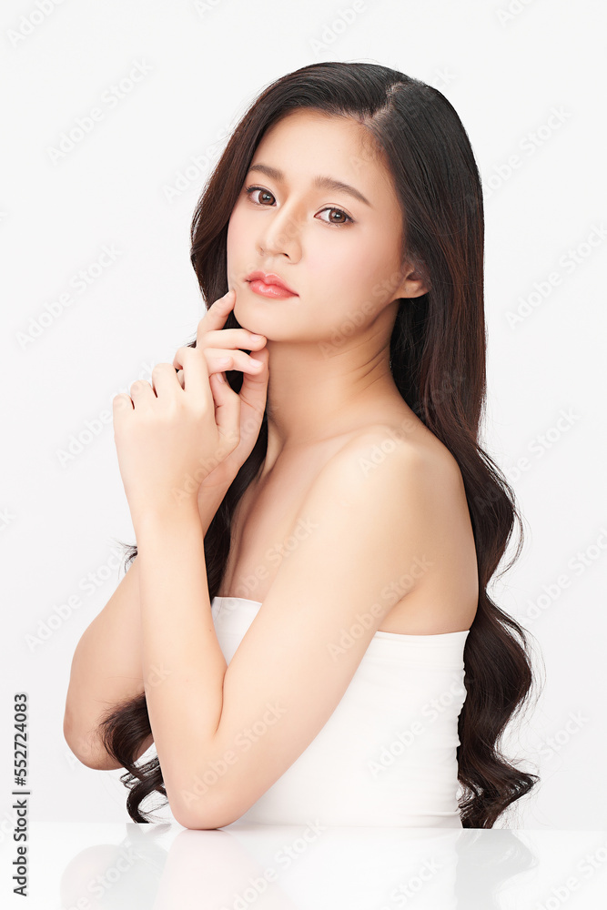 Beautiful young asian woman with clean fresh skin on white background, Face care, Facial treatment, Cosmetology, beauty and spa, Asian women portrait. Beautiful young asian woman with clean fresh skin on white background, Face care, Facial treatment, Cosmetology, beauty and spa, Asian women portrait.