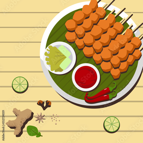 satay flat style illustration vector design
