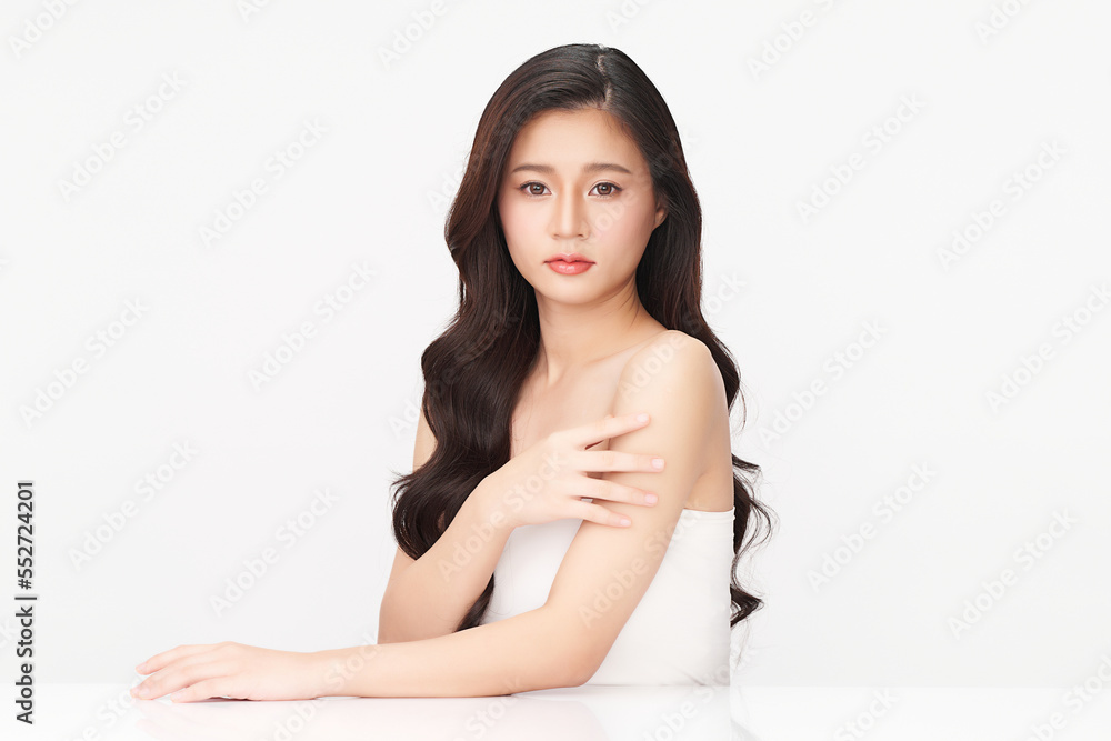 Beautiful young asian woman with clean fresh skin on white background, Face care, Facial treatment, Cosmetology, beauty and spa, Asian women portrait. Beautiful young asian woman with clean fresh skin on white background, Face care, Facial treatment, Cosmetology, beauty and spa, Asian women portrait.