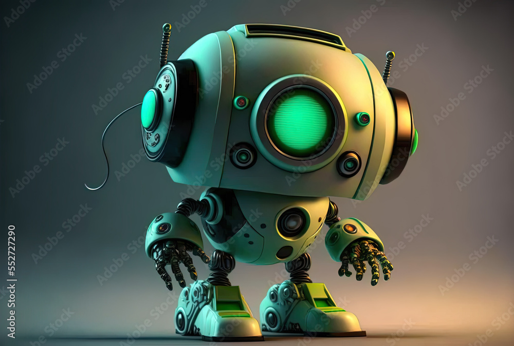 absorberende kok loop charming artificial intelligence robot that can search up a cartoon figure.  Generative AI Stock-illustration | Adobe Stock