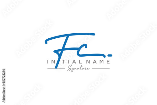 Initial FC signature logo template vector. Hand drawn Calligraphy lettering Vector illustration.

