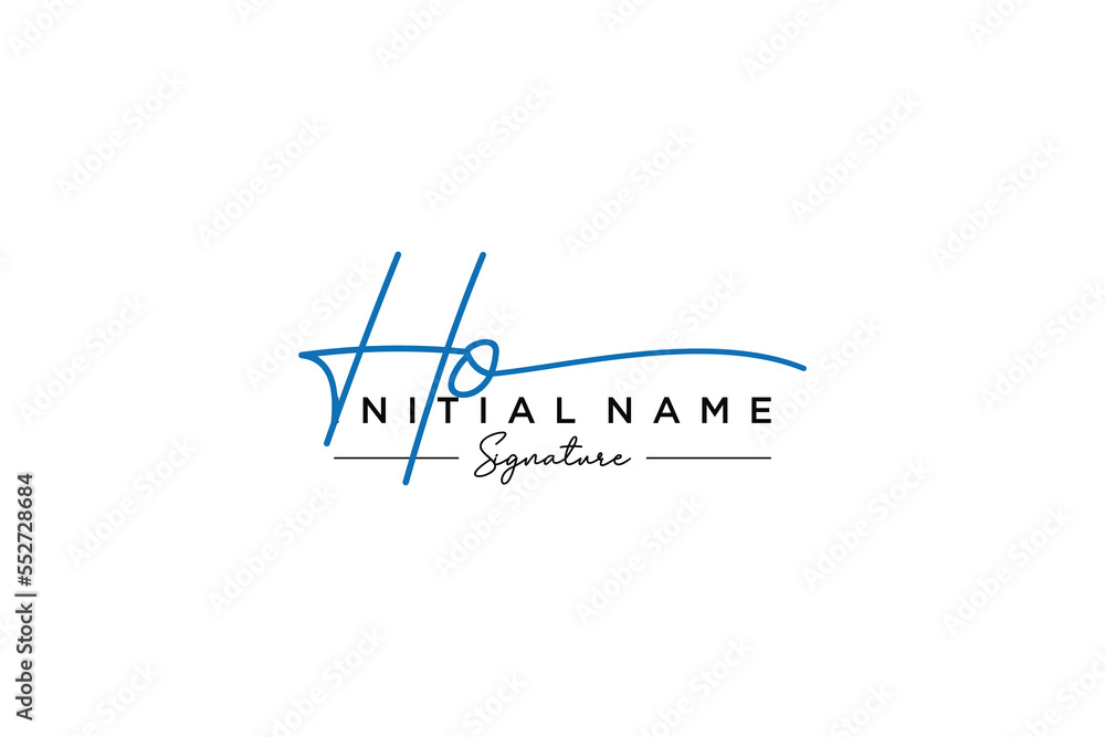 Fototapeta premium Initial HO signature logo template vector. Hand drawn Calligraphy lettering Vector illustration. 