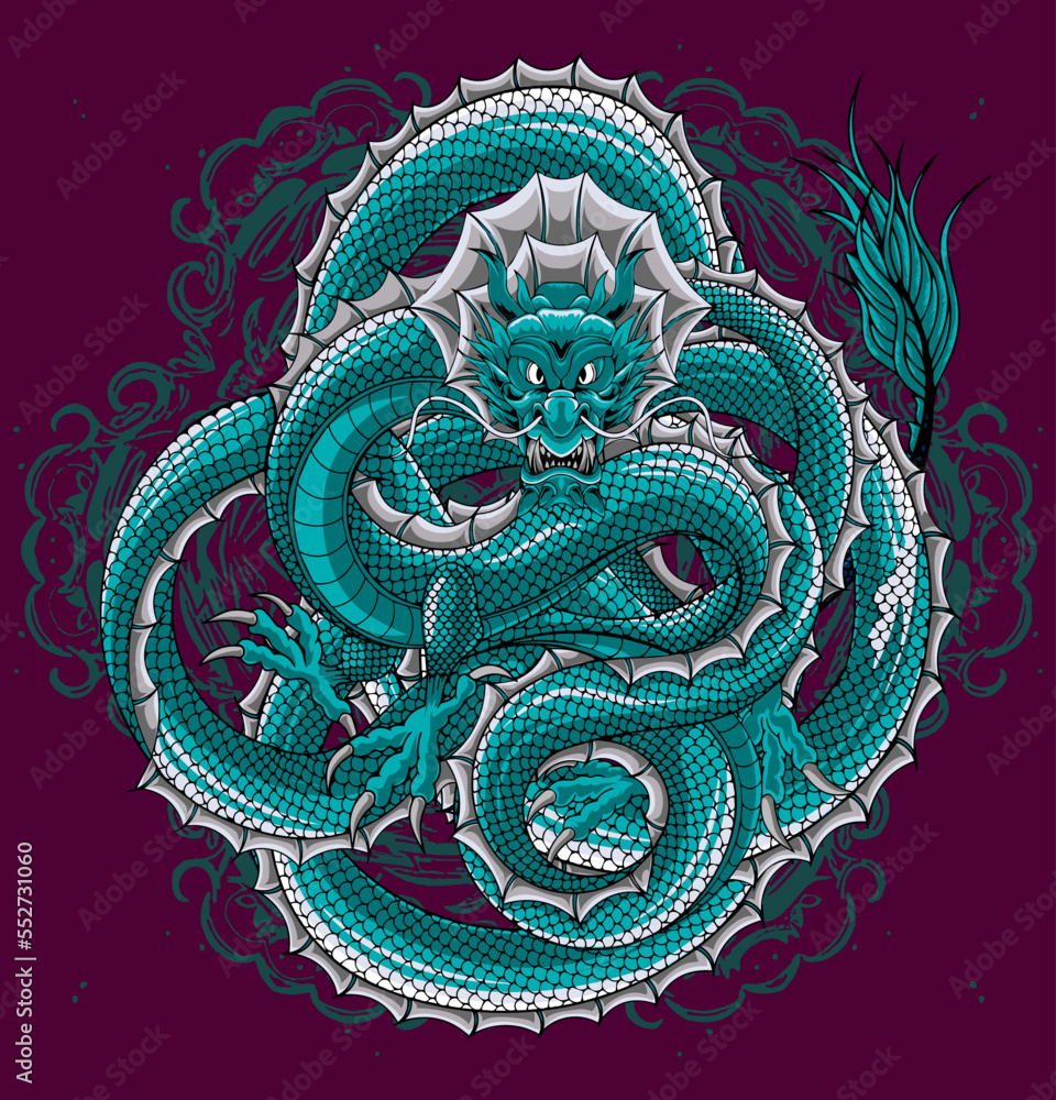 Fototapeta premium Illustration oriental dragon vector illustration