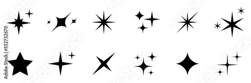 Conjunto de chispas brillantes. Brillo, luces, estrella. Concepto de decoración. Ilustración vectorial photo