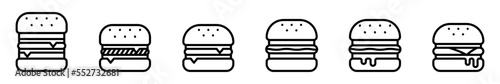 Conjunto de iconos de hamburguesa. Comida rápida. Ilustración vectorial