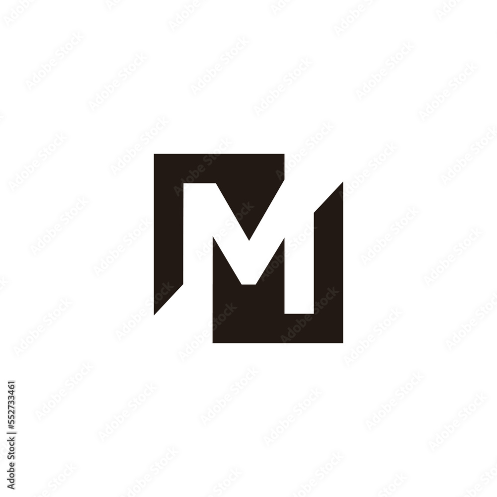 letter m square negative space simple logo vector letter m square negative space simple logo vector