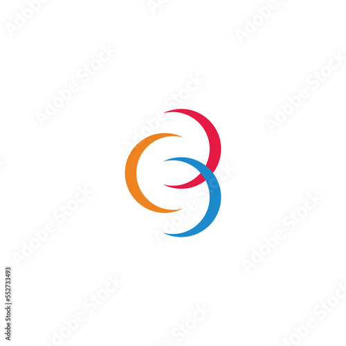 letter cb linked curves colorful logo vector