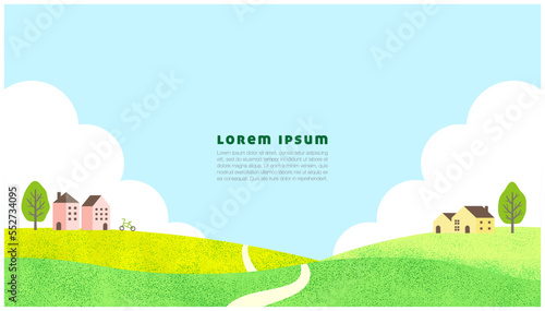 watercolor hand drawn country landscape background. aspect ratio 16:9