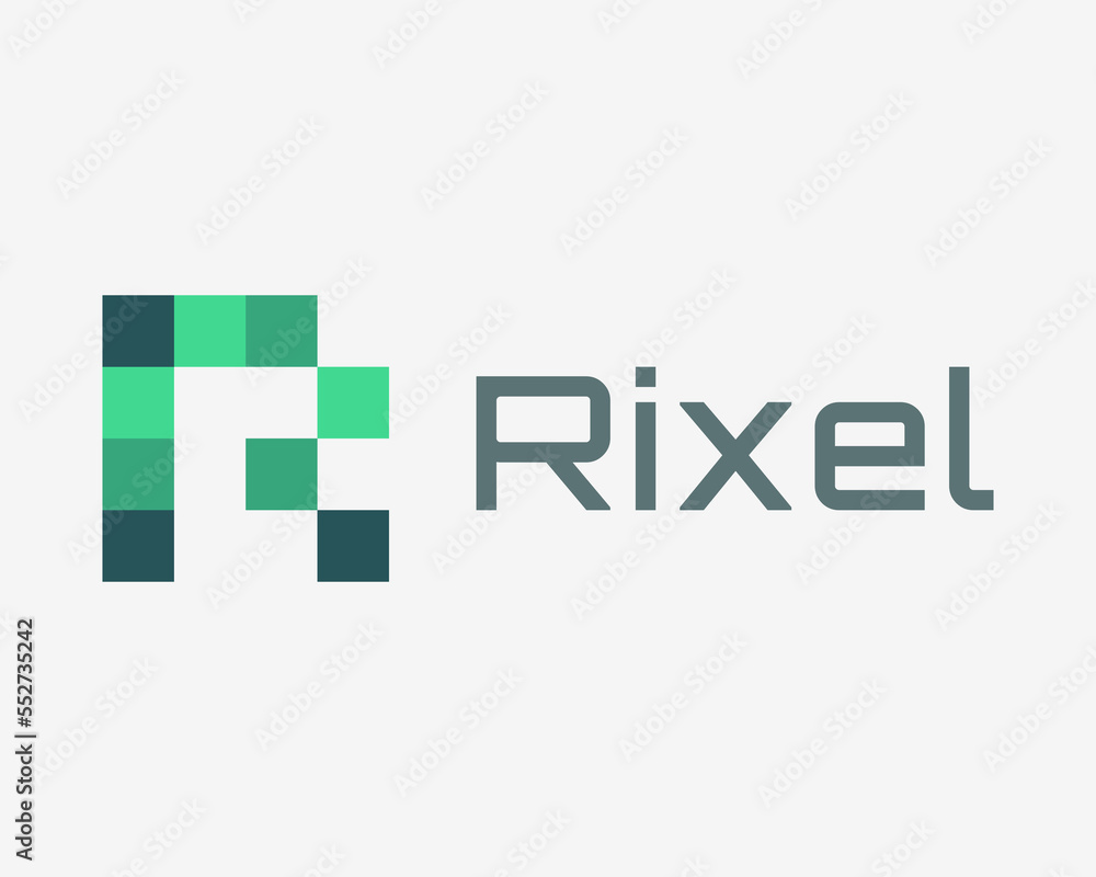 Letter R Pixel Digital 8Bit Technology Geometric Modern Abstract Monogram Icon Vector Logo Design