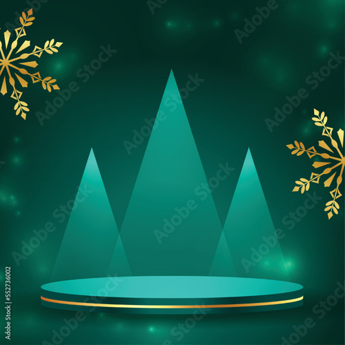 merry christmas and new eve with 3d podium and snowflake vector
