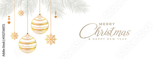 merry christmas greeting banner with golden xmas elements