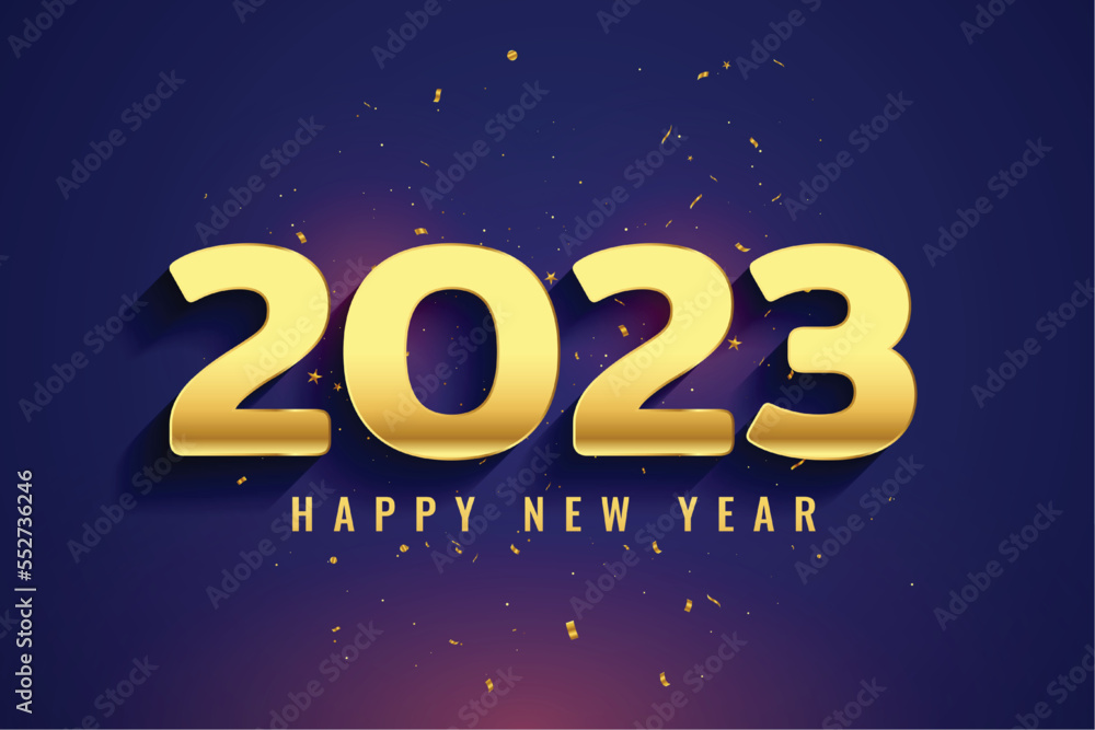 happy new year holiday banner with golden 2023 lettering