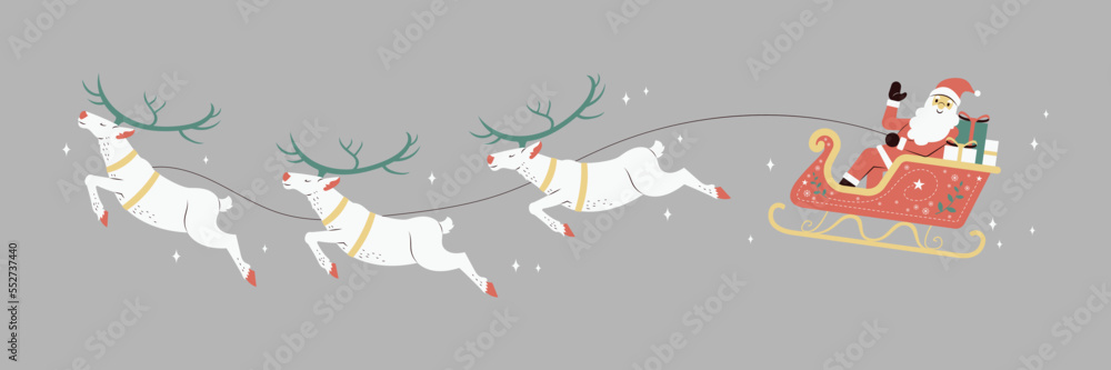 illustration of Santa Claus and Reindeer are flying. illustration of Santa Claus and Reindeer are flying.