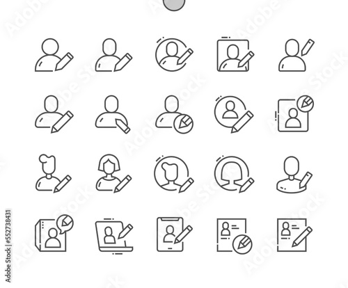 Edit profile. Avatars for user interface. Account. Pixel Perfect Vector Thin Line Icons. Simple Minimal Pictogram