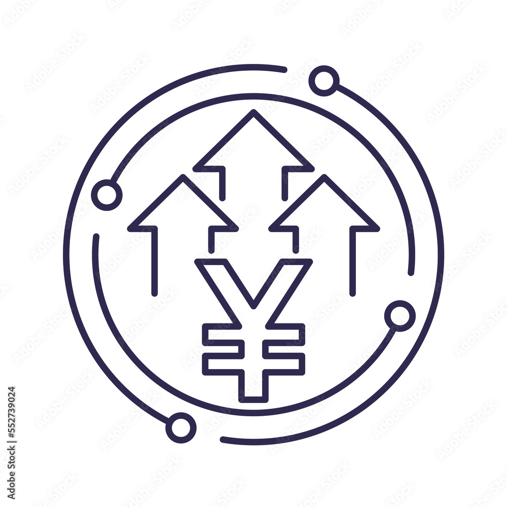 Yen icon with arrows Yen icon with arrows