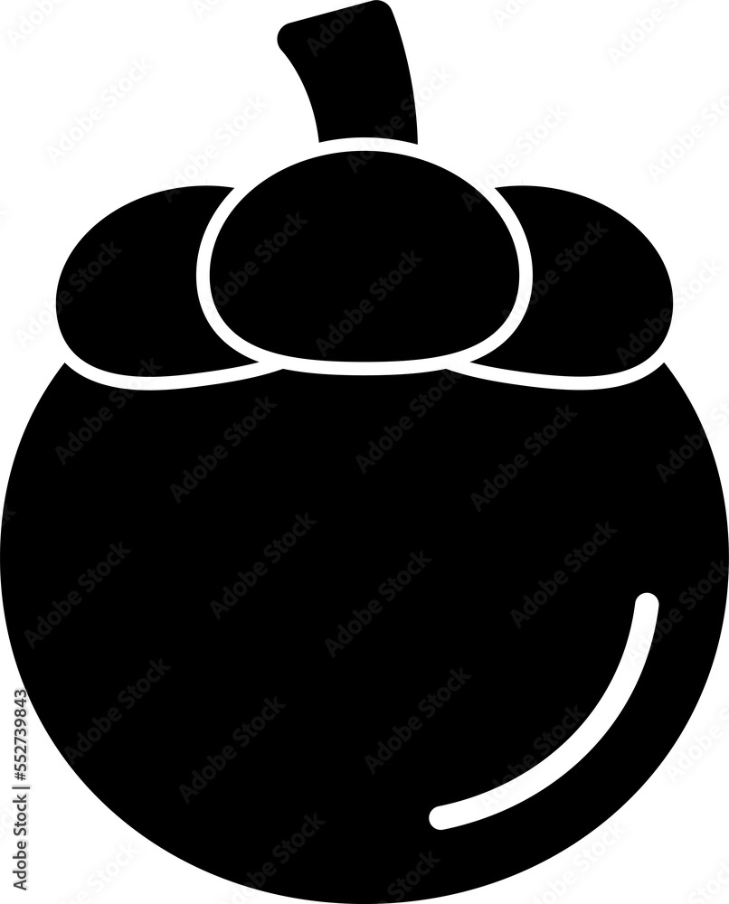 Fototapeta premium Mangosteen glyph icon.