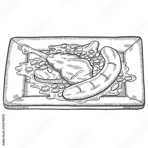 cassoulet france food cuisine isolated doodle hand drawn sketch with outline style