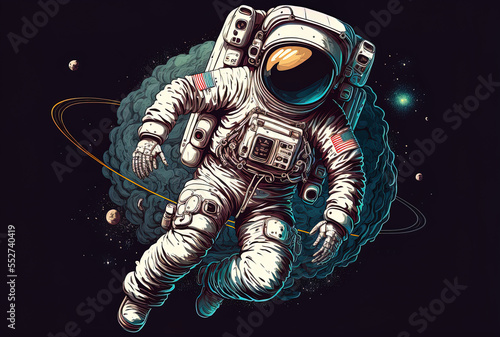 an astronaut in space. spacewalk.