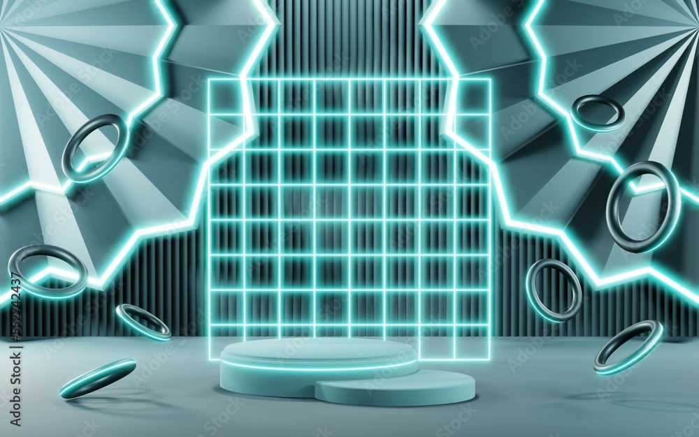 3D render of Podium background in blue tones for displaying cream products. cosmetics 3D render of Podium background in blue tones for displaying cream products. cosmetics