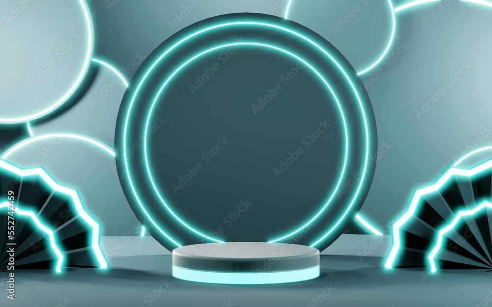 3D render of Podium background in blue tones for displaying cream products. cosmetics 3D render of Podium background in blue tones for displaying cream products. cosmetics