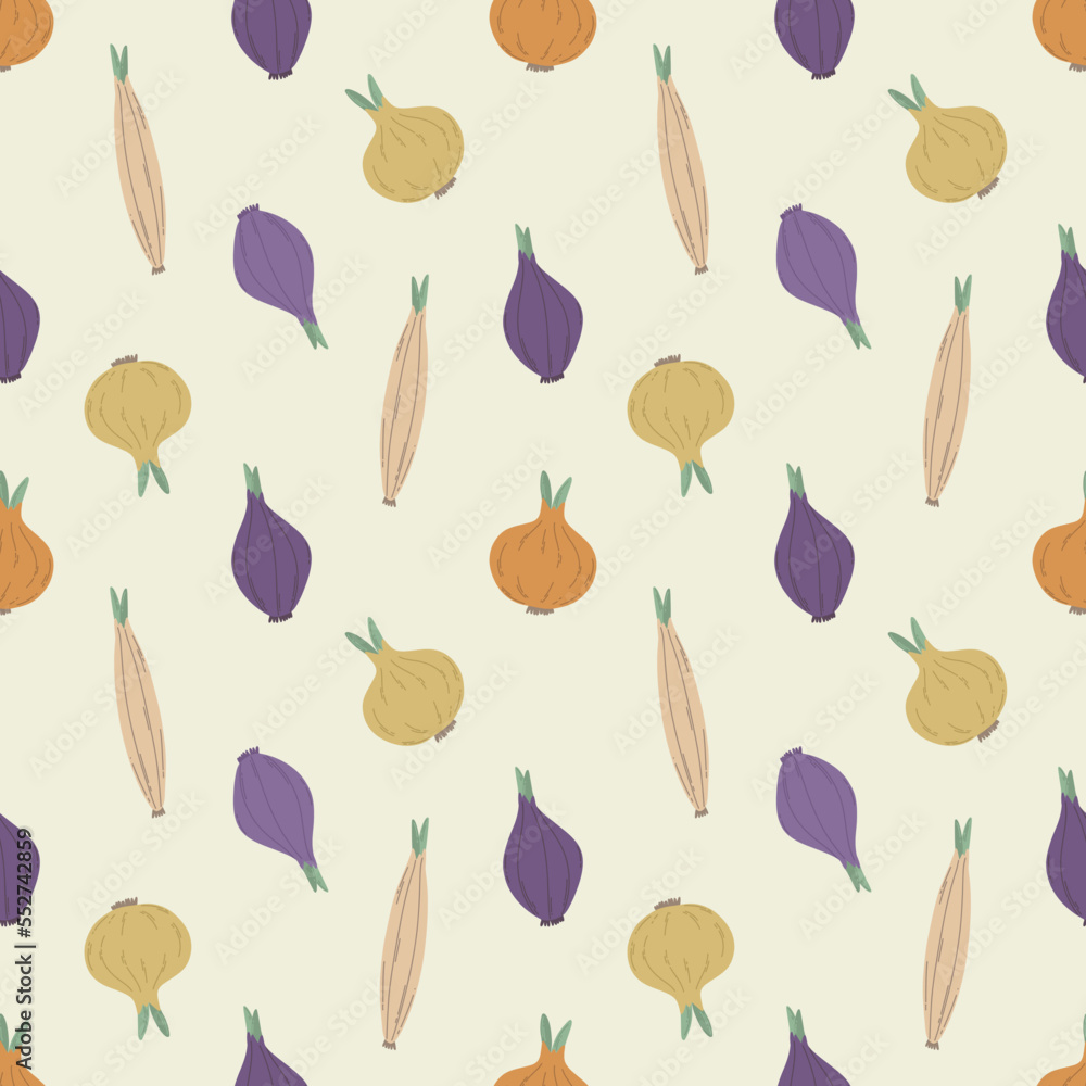 Seamless pattern with onions. Healthy background. Seamless pattern with onions. Healthy background.