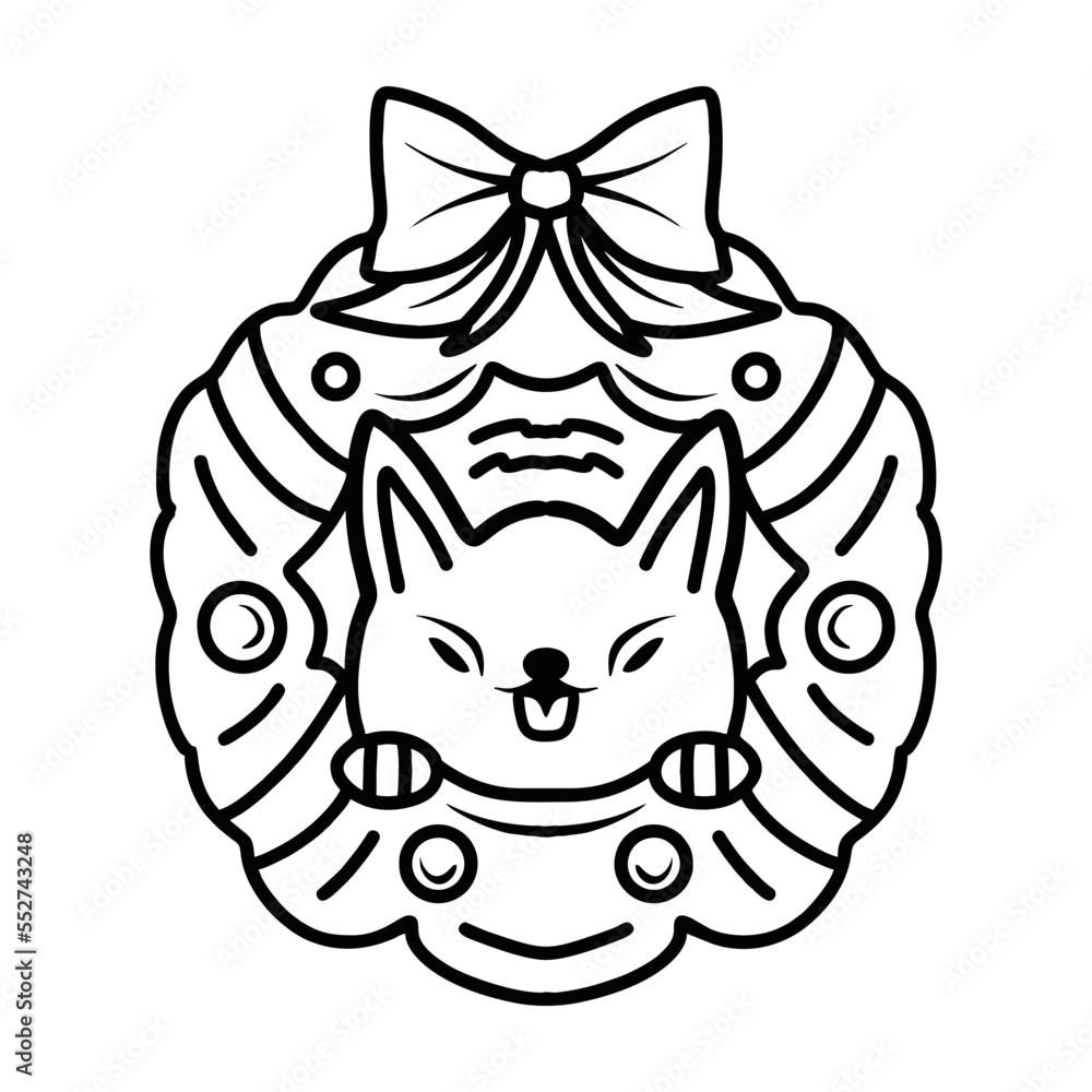 Obraz premium Dog Bell Merry Christmas Design Vector illustration Happy New Year symbol emblem