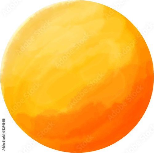 Orange Watercolor Sun Isolated 