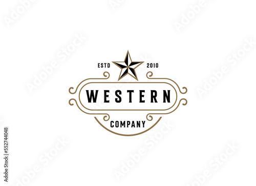 Vintage Retro Western Country Emblem Texas Logo design