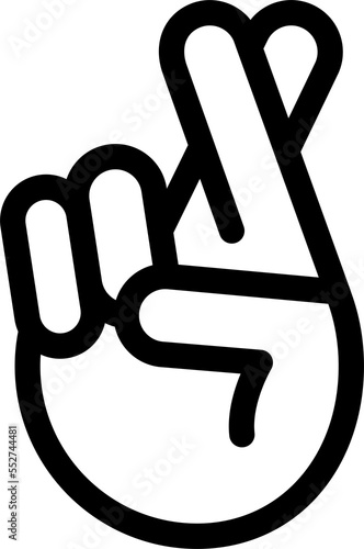 Finger crossed linear icon.