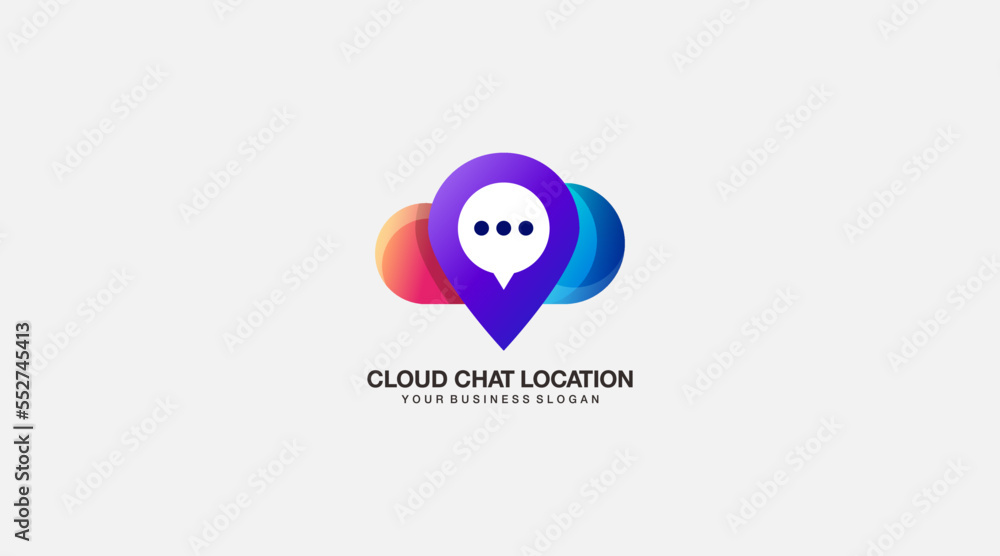 Cloud chat location beautiful icon logo design Cloud chat location beautiful icon logo design
