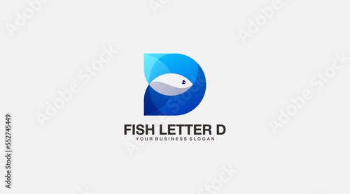 Letter d fish logo template design vector