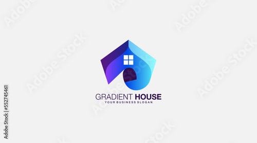 Gradient house vector icon logo design illustration